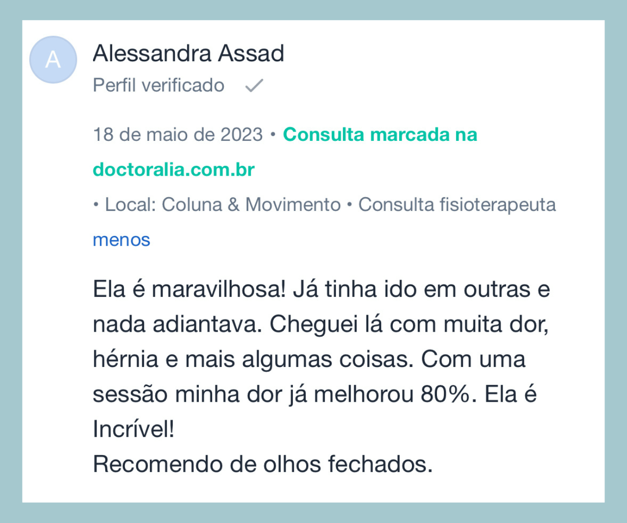 Avaliação Positiva Dra. Elaine Camargos 1