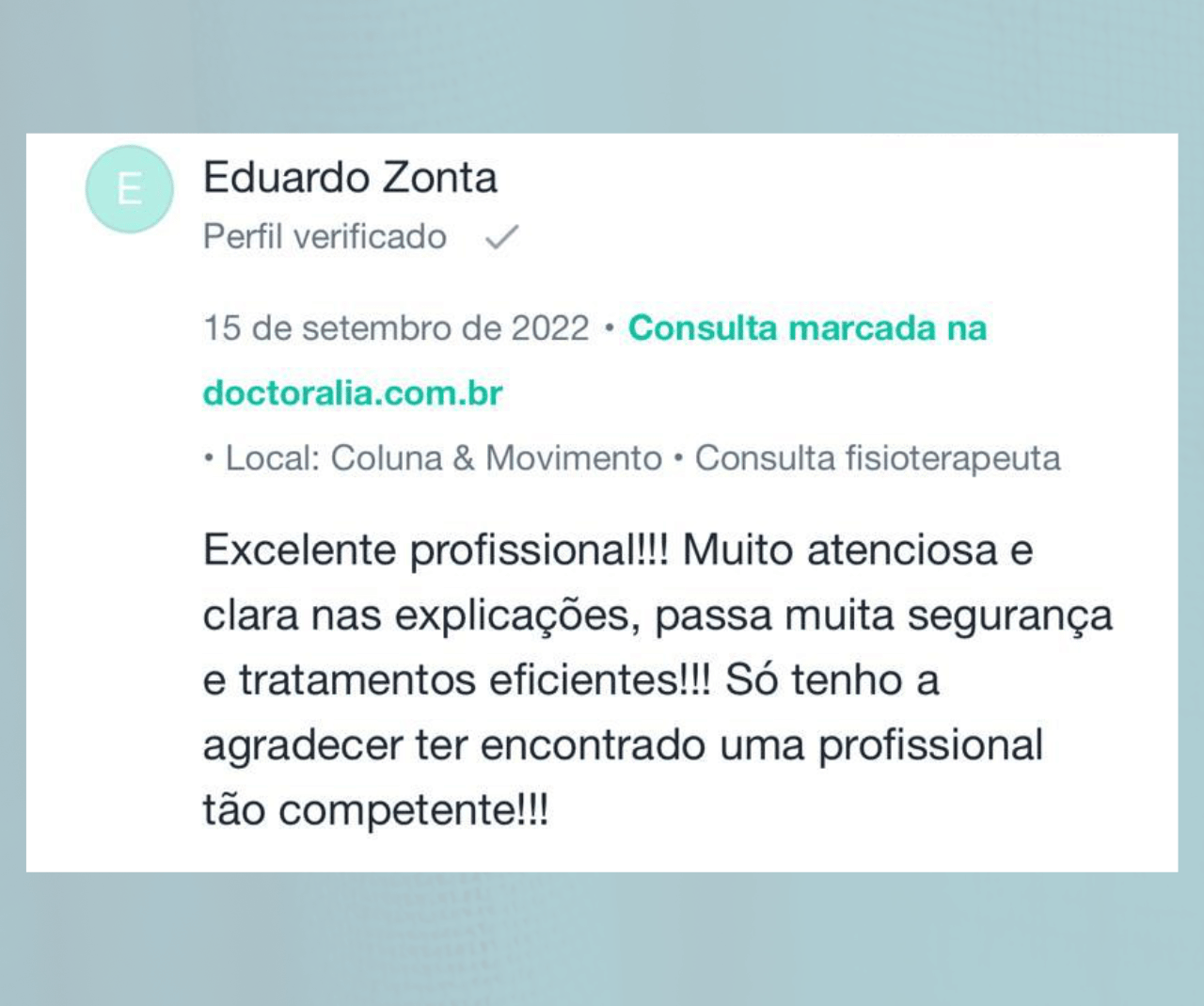 Avaliação Positiva Dra. Elaine Camargos 12