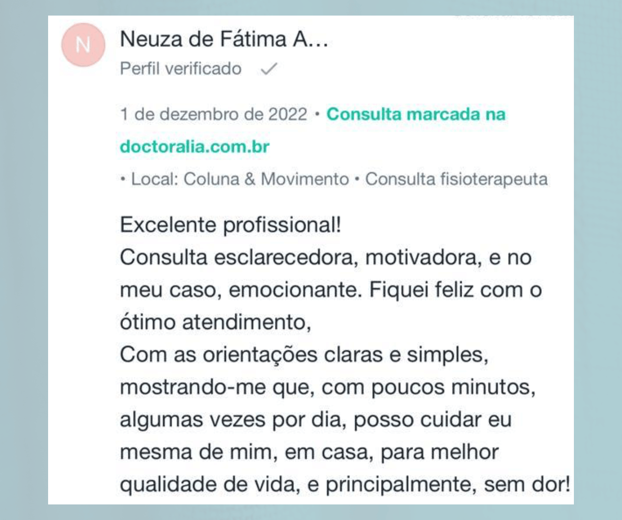 Avaliação Positiva Dra. Elaine Camargos 8