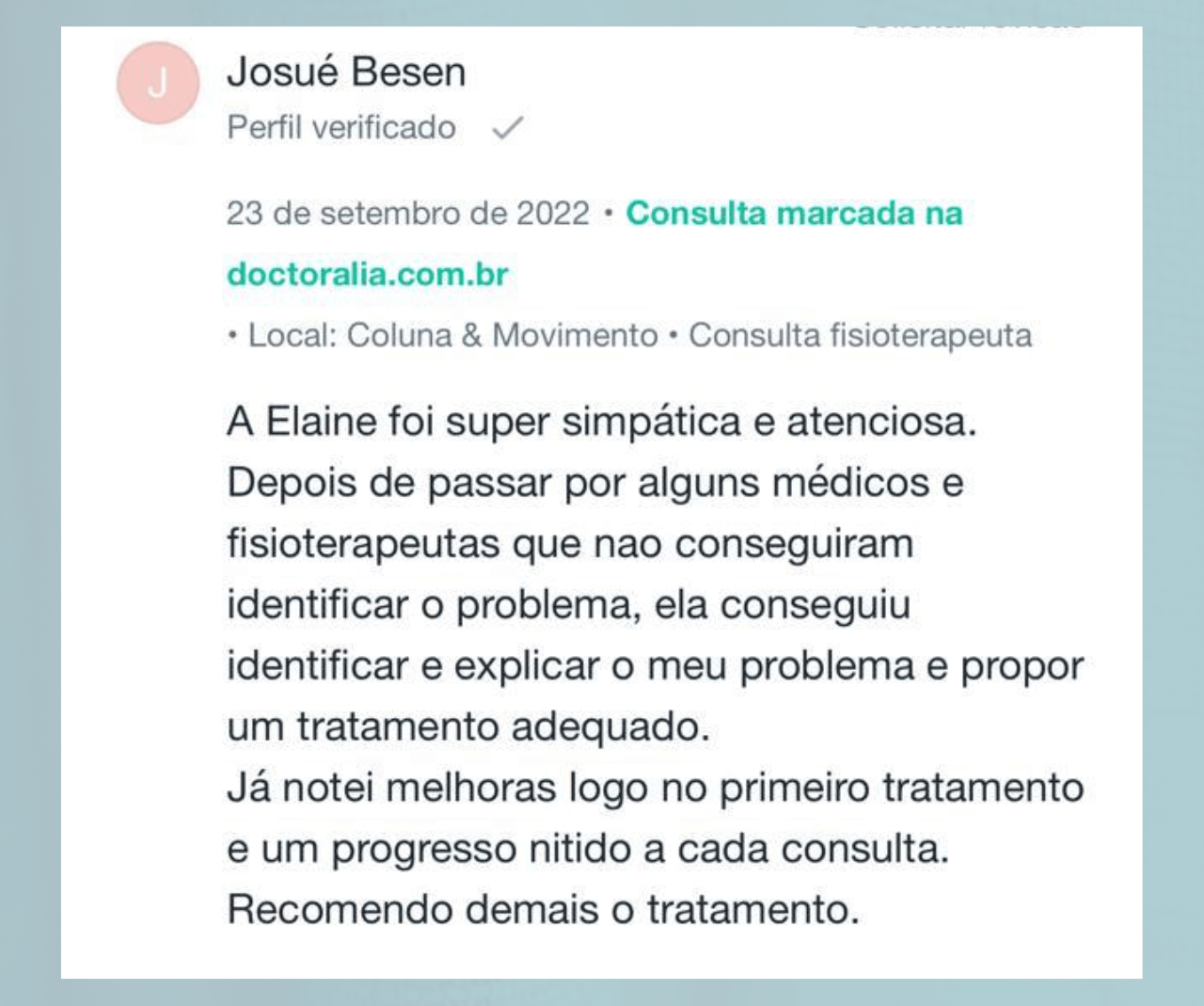 Avaliação Positiva Dra. Elaine Camargos 9